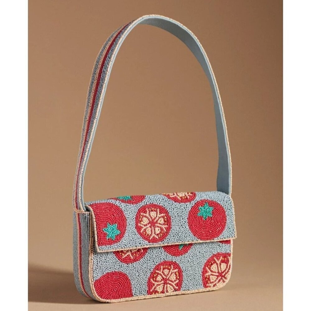 Anthropologie The Fiona Beaded Bag: Veggie Edition - Tomato